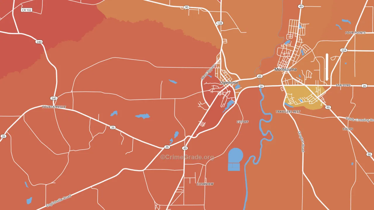 Oglethorpe, GA Map of Murder Rates