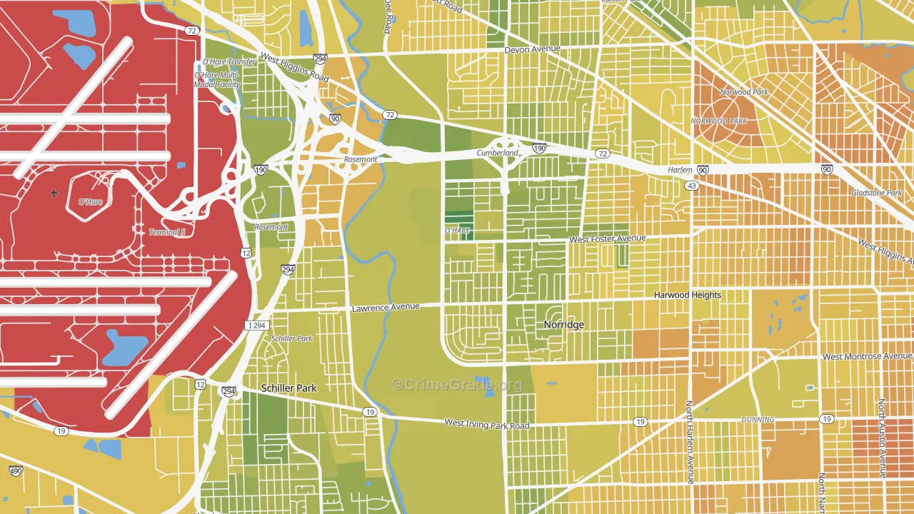 O'Hare, Chicago, IL Map of Murder Rates