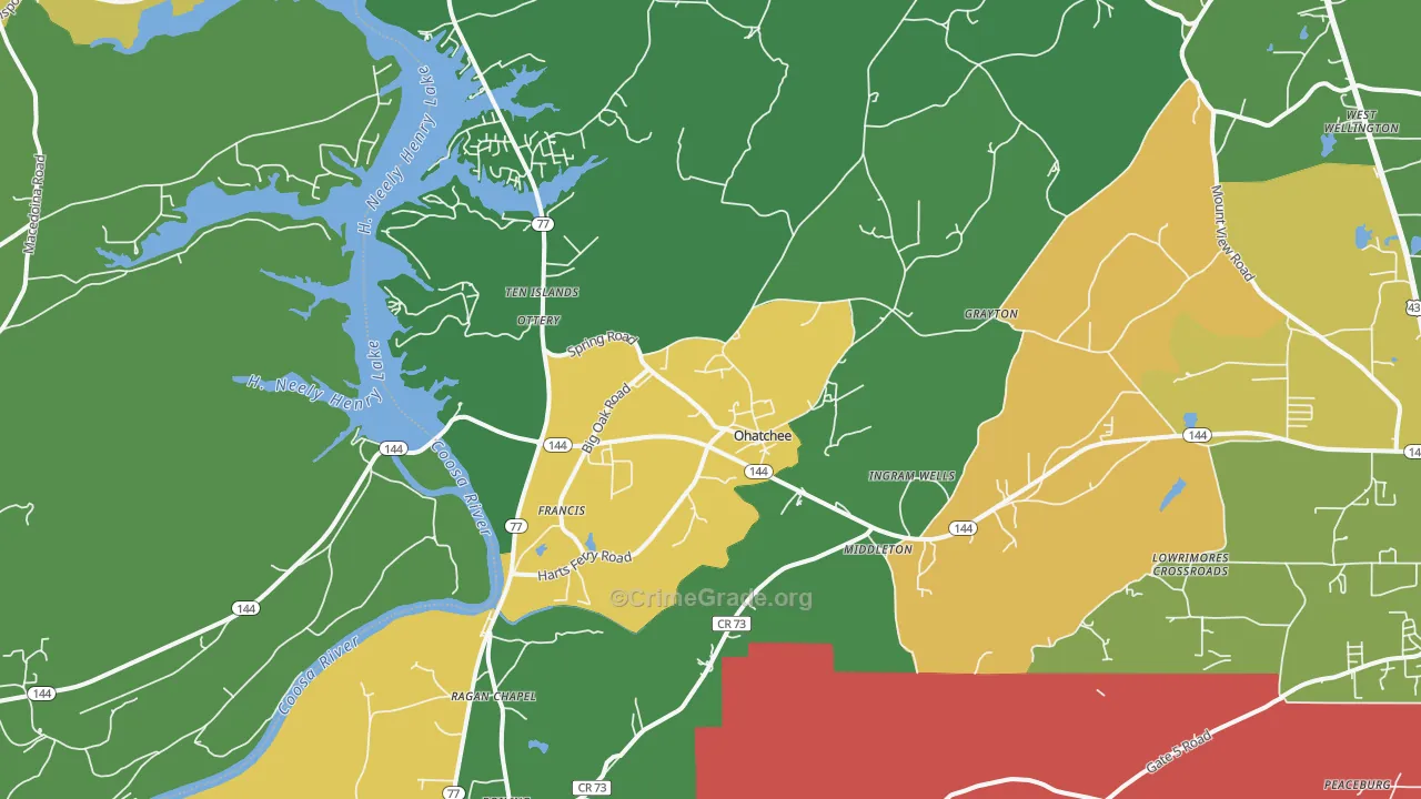 Ohatchee, AL Map of Murder Rates