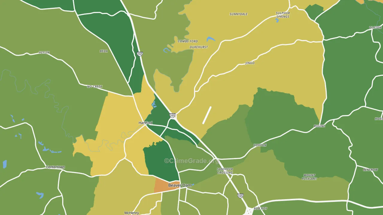 Ohio County, KY Map of Murder Rates