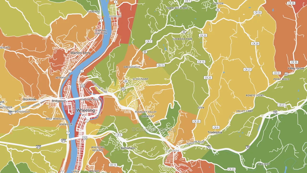 Ohio County, WV Map of Murder Rates