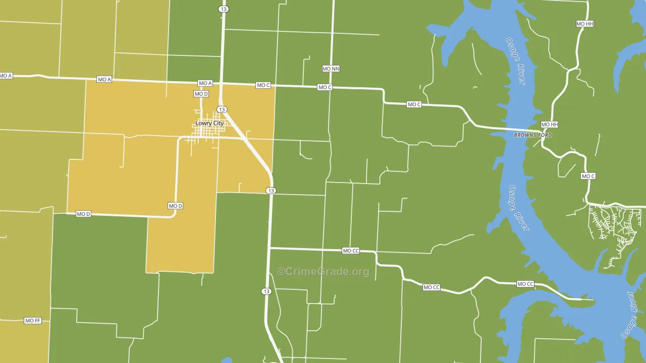 Ohio, MO Map of Murder Rates