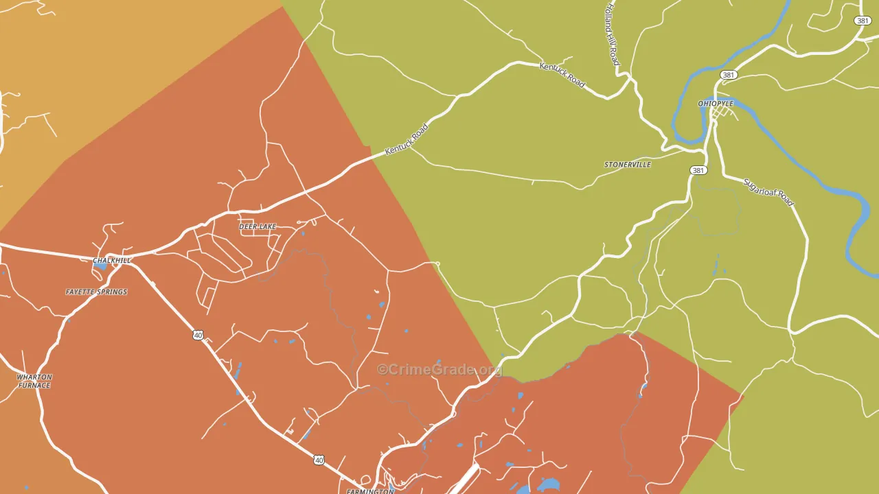 Ohiopyle, PA Map of Murder Rates