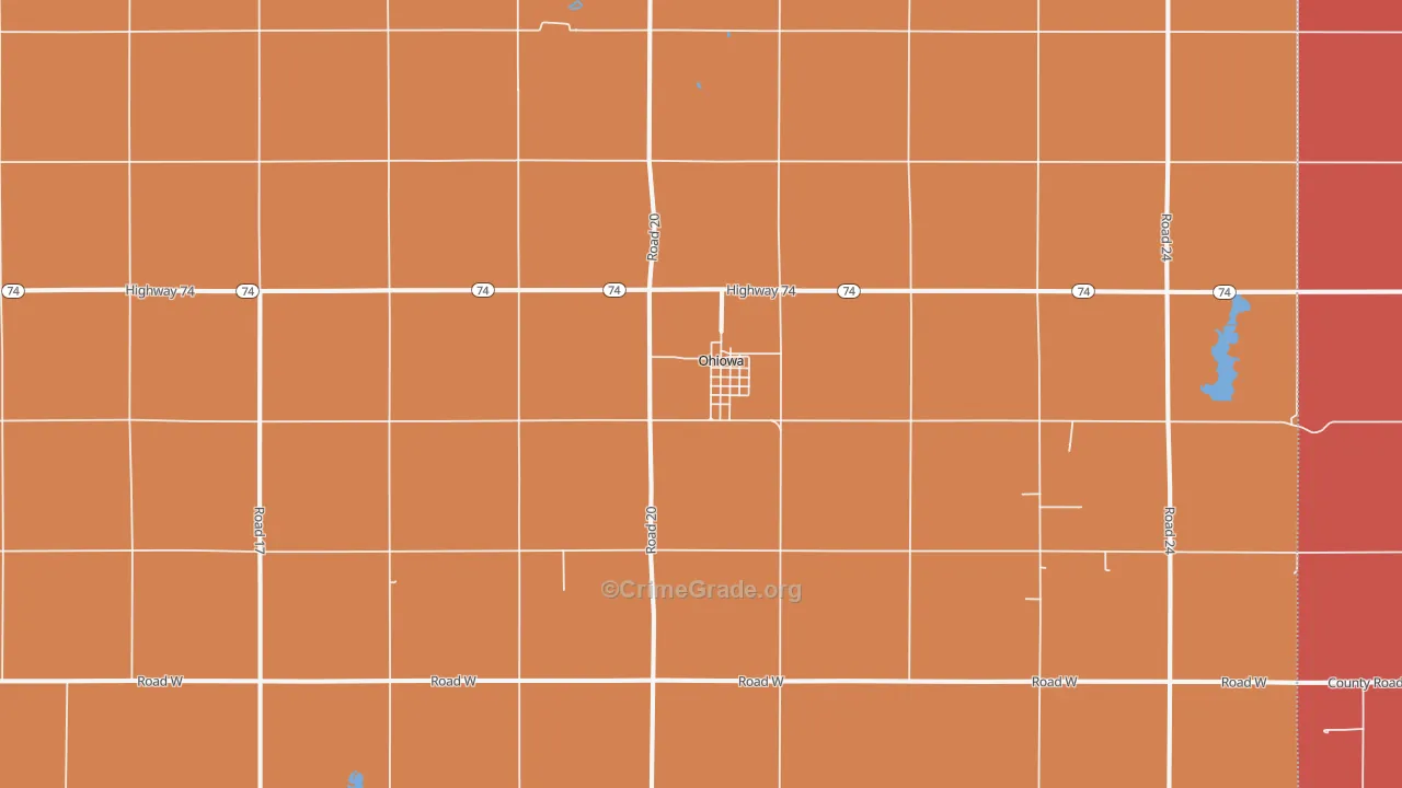 Ohiowa, NE Map of Murder Rates