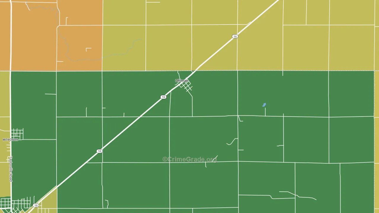 Ohlman, IL Map of Murder Rates