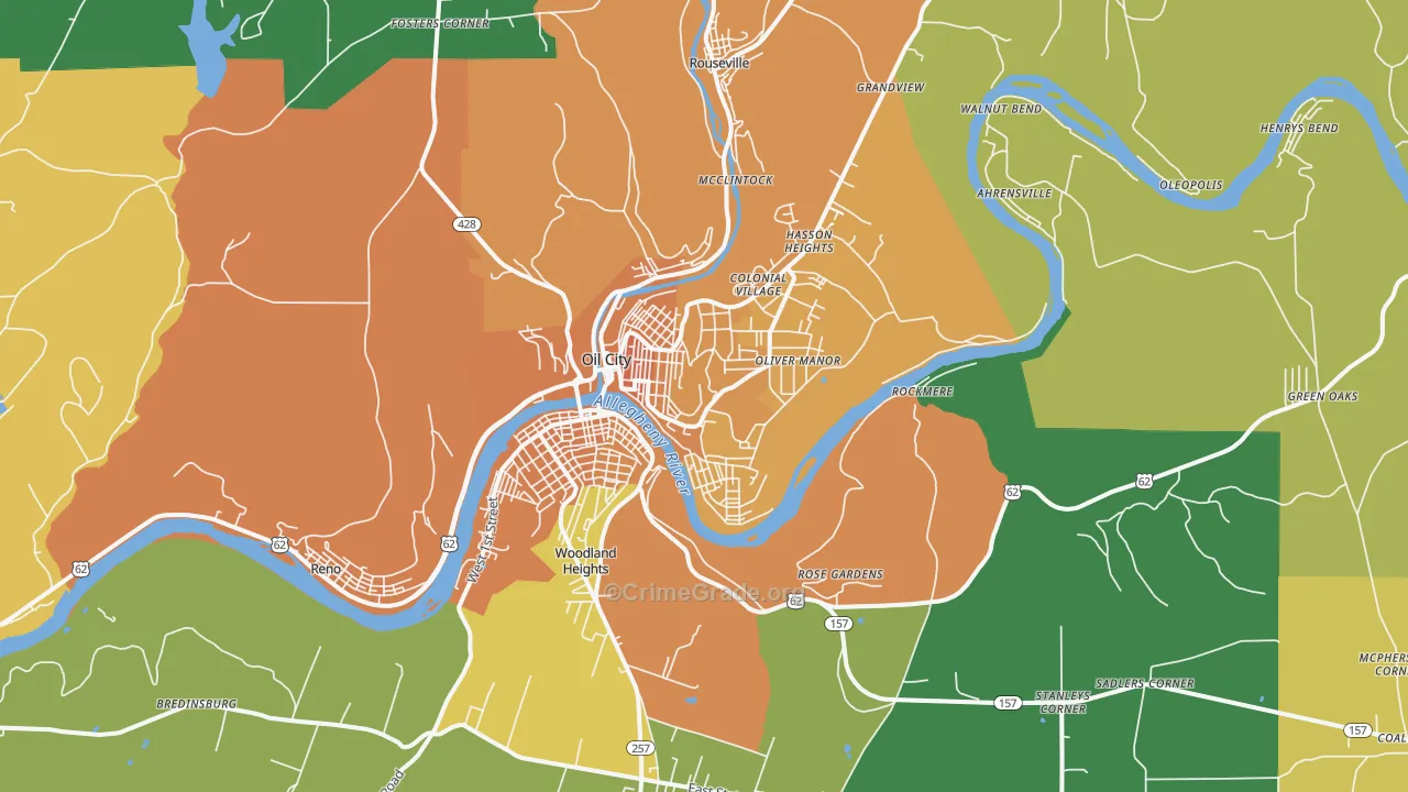 Oil City, PA Map of Murder Rates