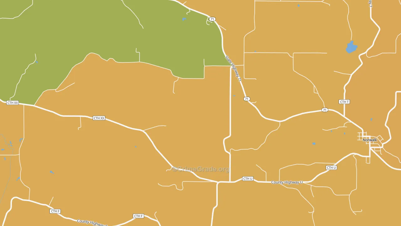 Oil City, WI Map of Murder Rates