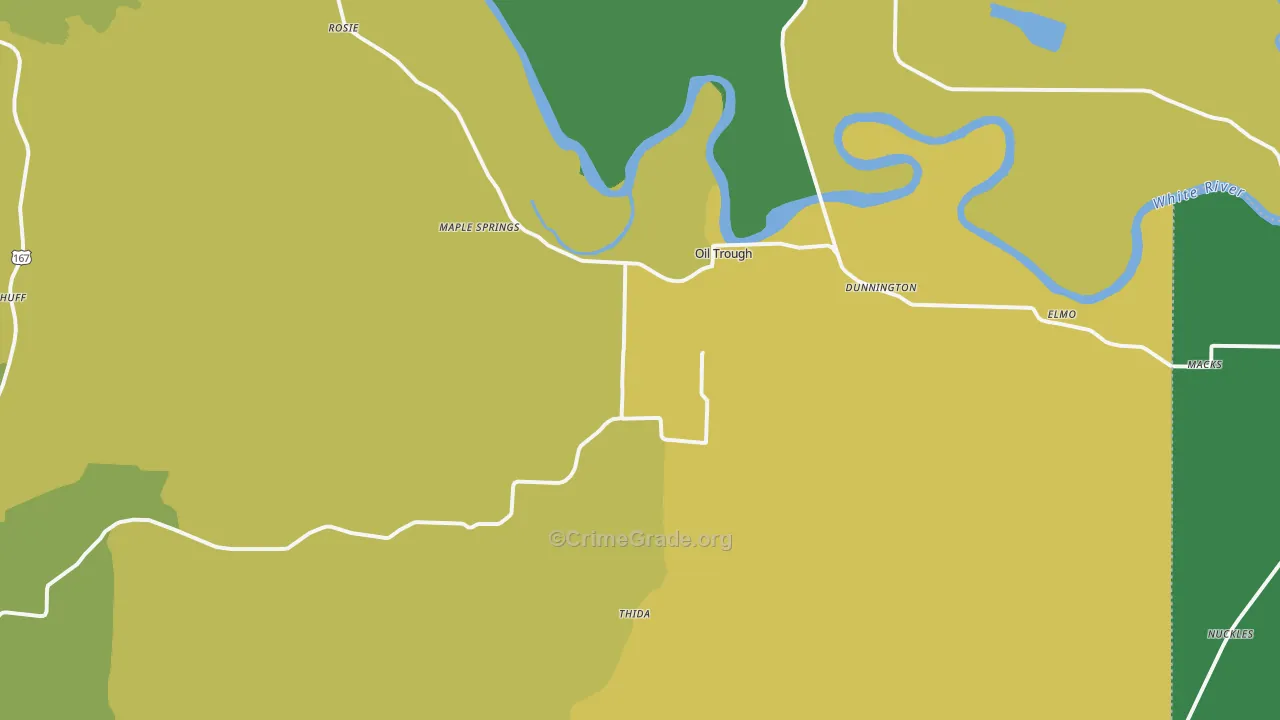 Oil Trough, AR Map of Murder Rates