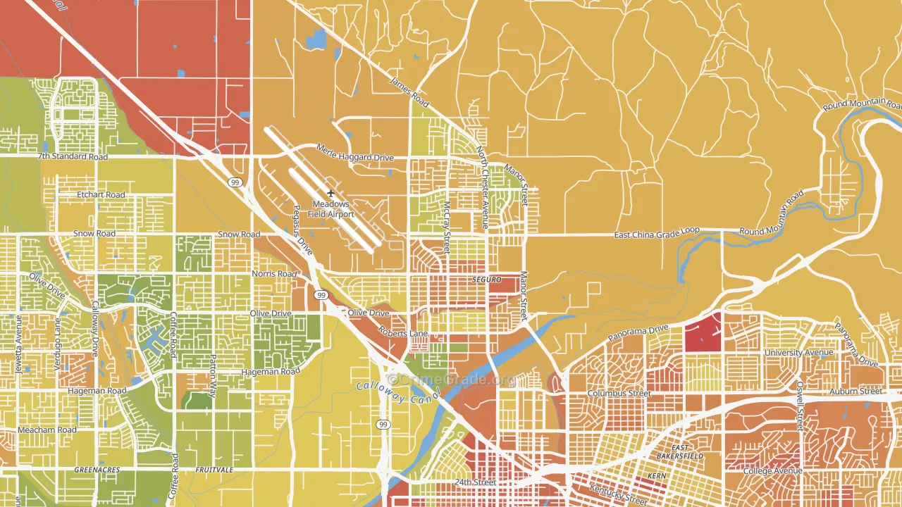 Oildale, CA Map of Murder Rates