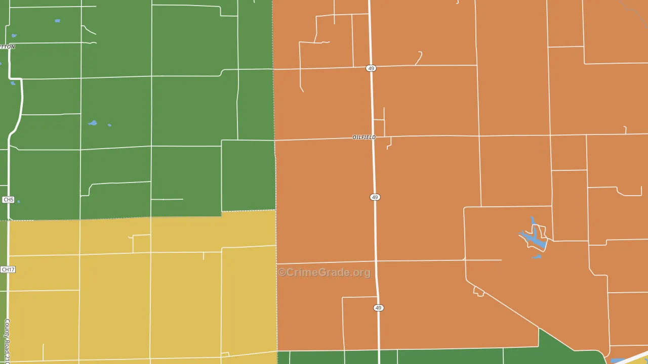 Oilfield, IL Map of Murder Rates