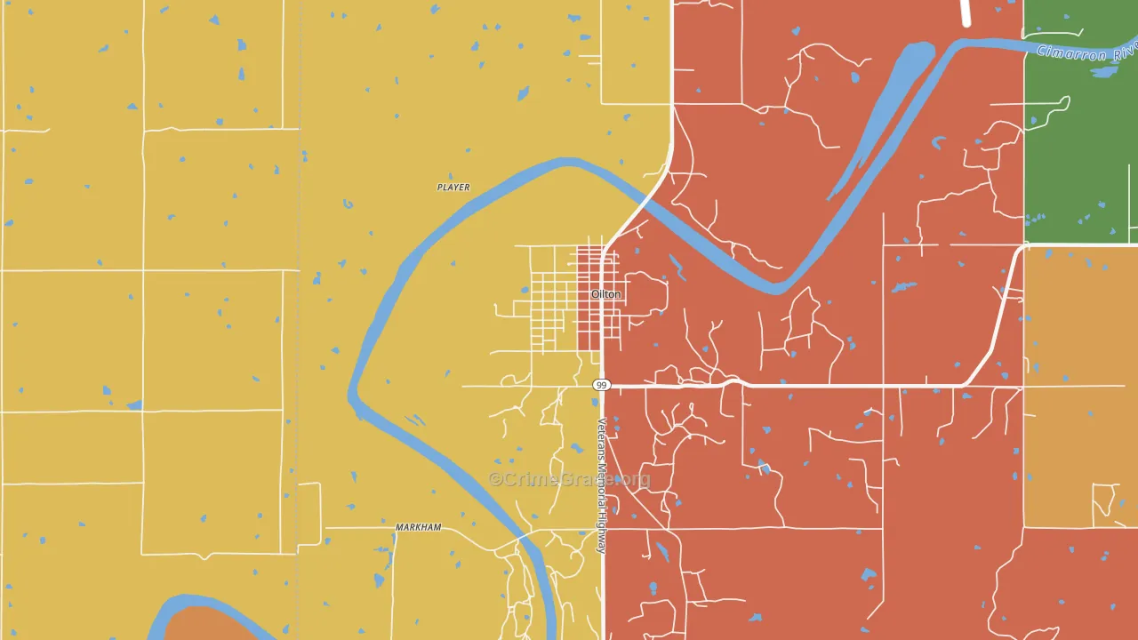 Oilton, OK Map of Murder Rates