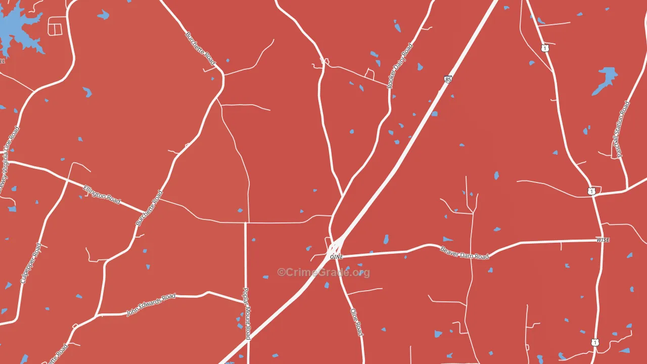 Oine, NC Map of Murder Rates