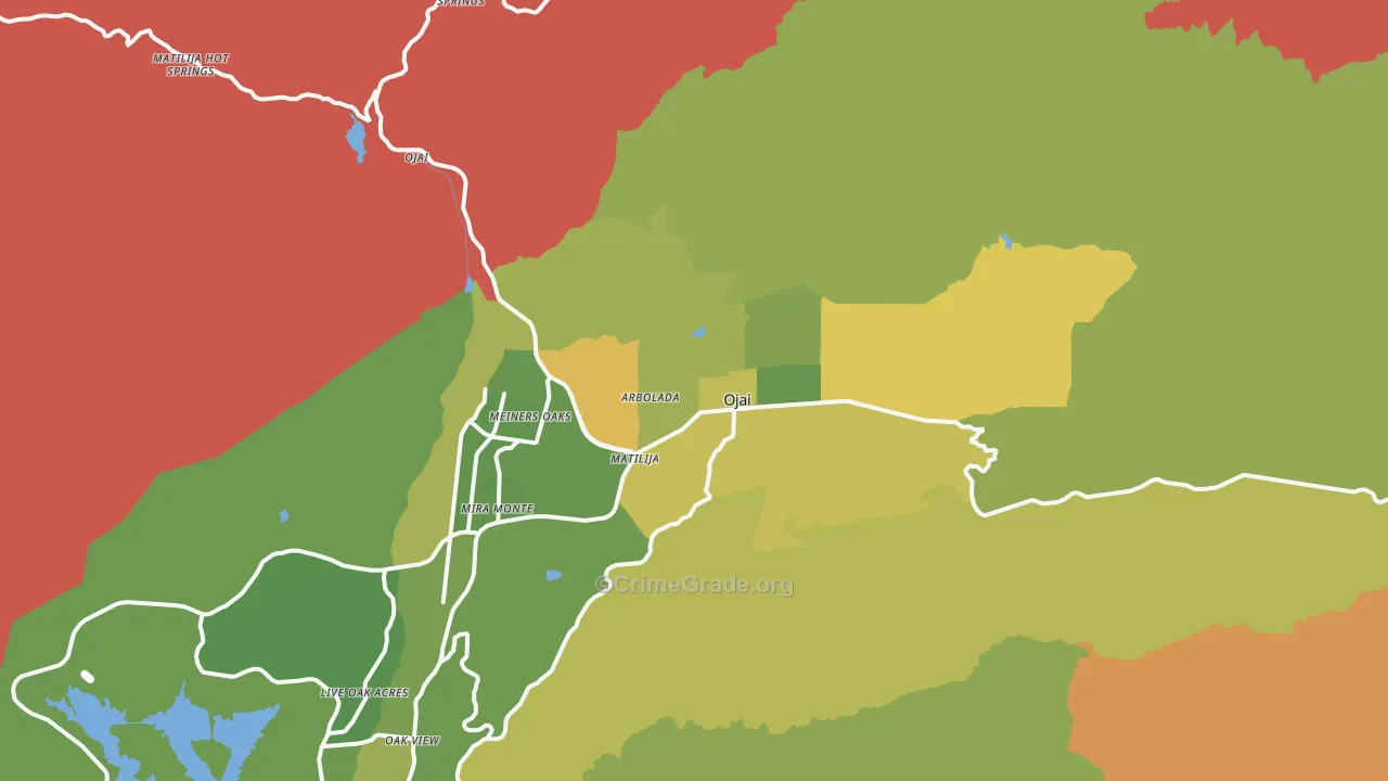 Ojai, CA Map of Murder Rates
