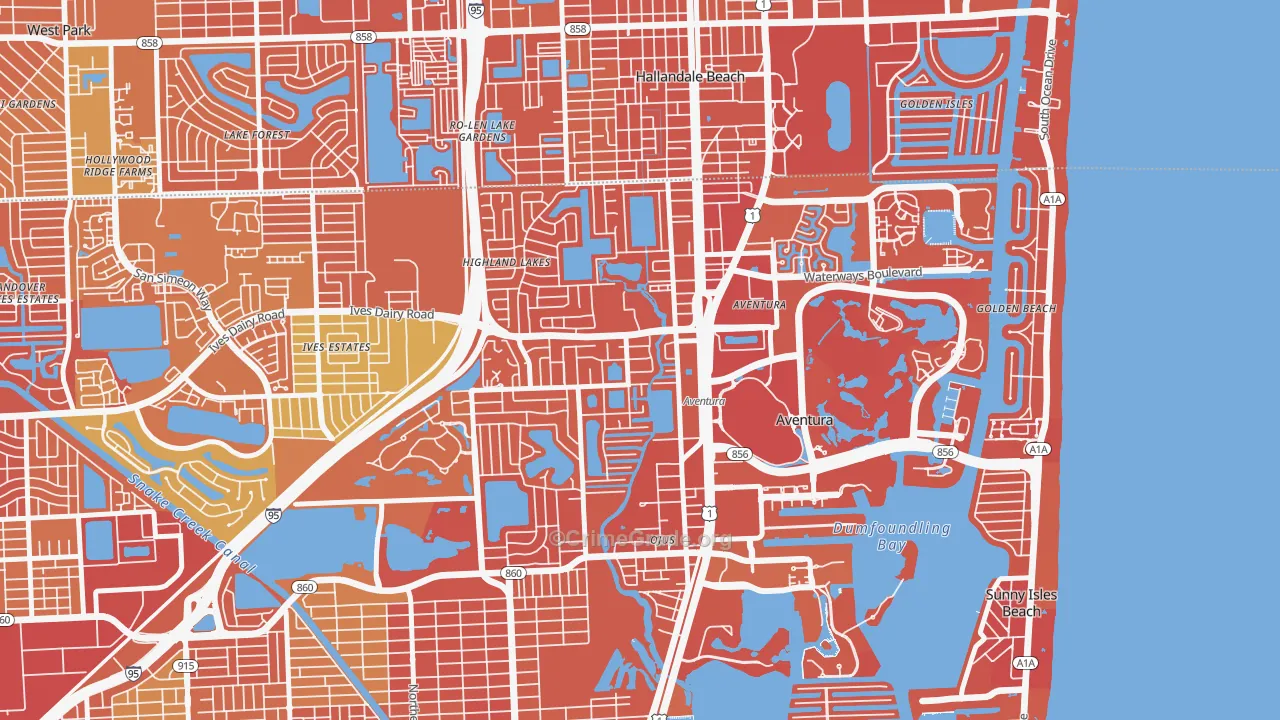 Ojus, FL Map of Murder Rates