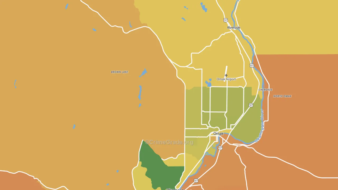 Okanogan County, WA Map of Murder Rates