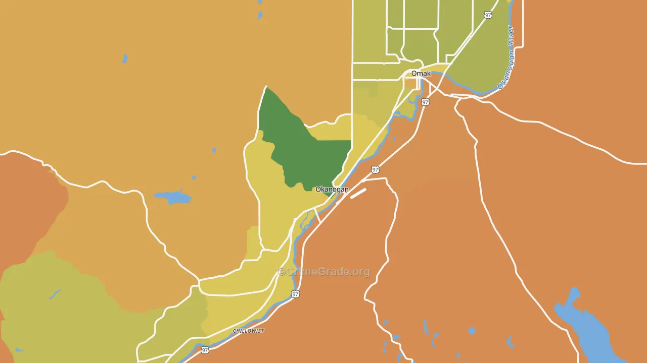 Okanogan, WA Map of Murder Rates