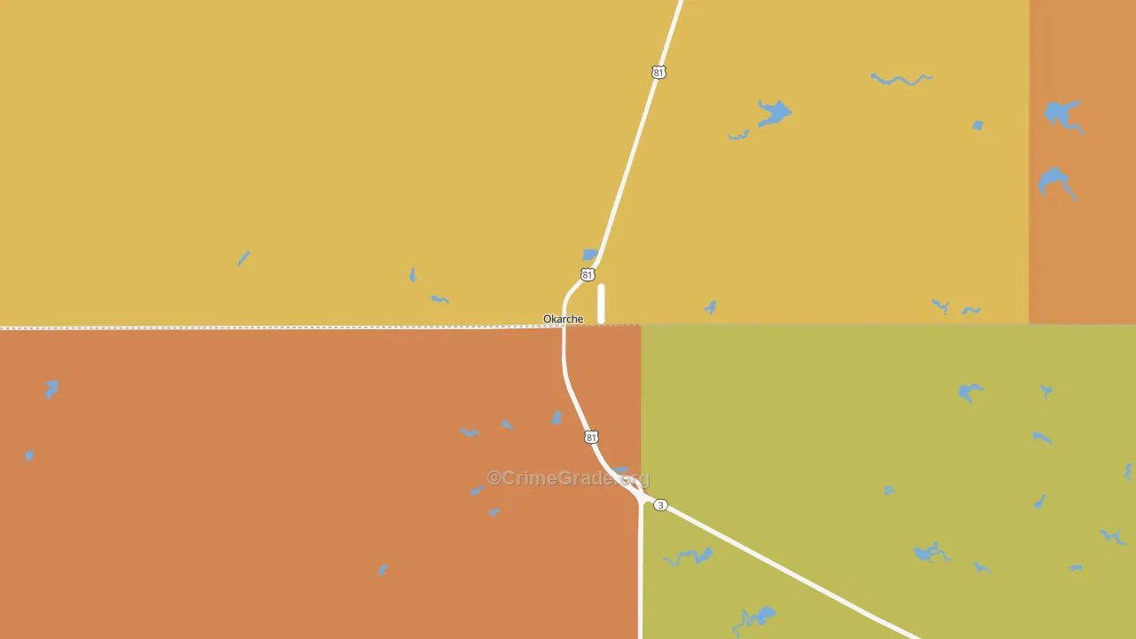 Okarche, OK Map of Murder Rates
