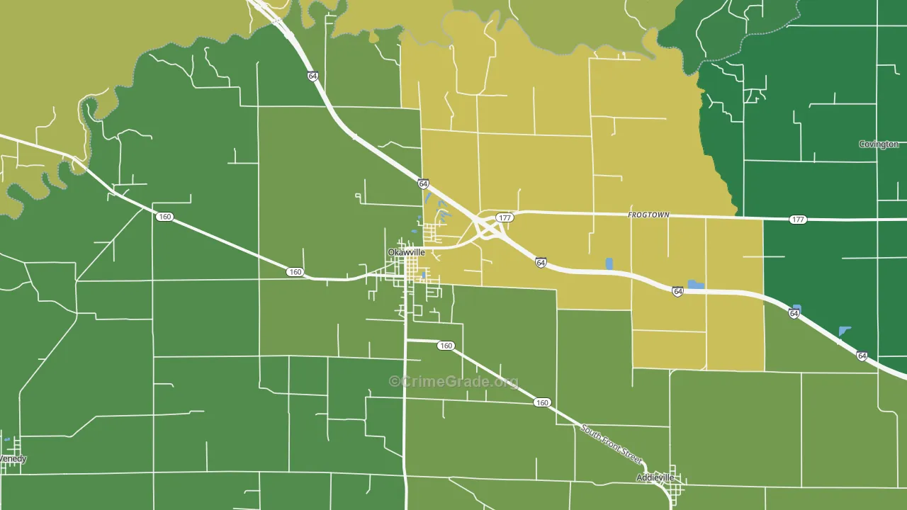 Okawville, IL Map of Murder Rates