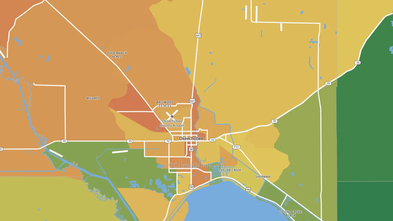 Okeechobee County, FL Map of Murder Rates