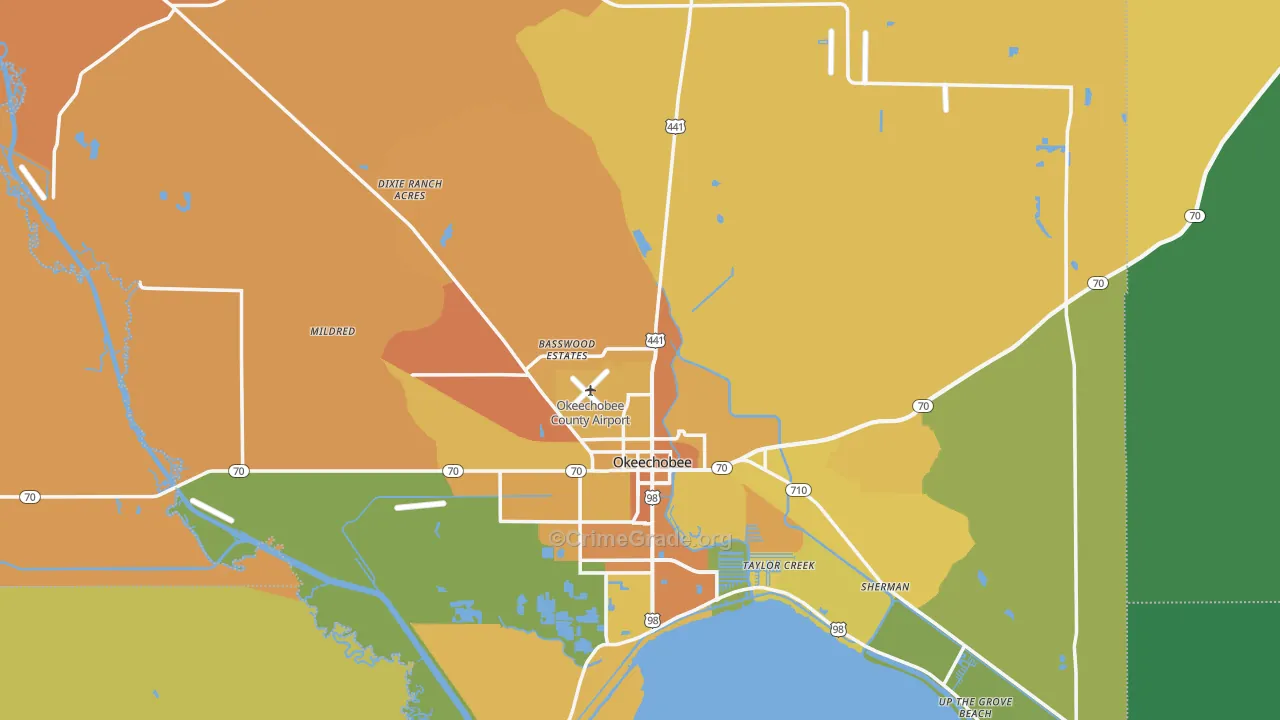 Okeechobee, FL Map of Murder Rates