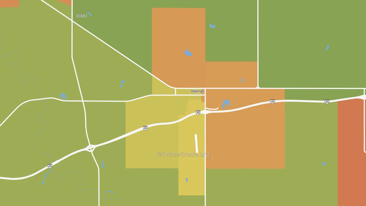 Okemah, OK Map of Murder Rates