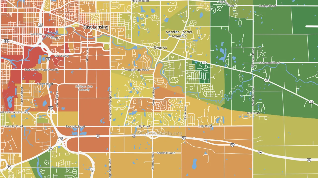 Okemos, MI Map of Murder Rates