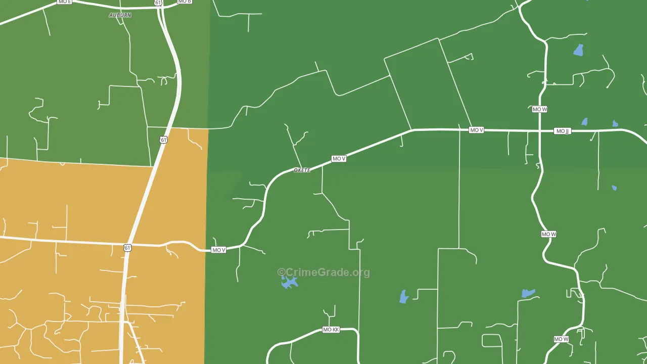 Okete, MO Map of Murder Rates