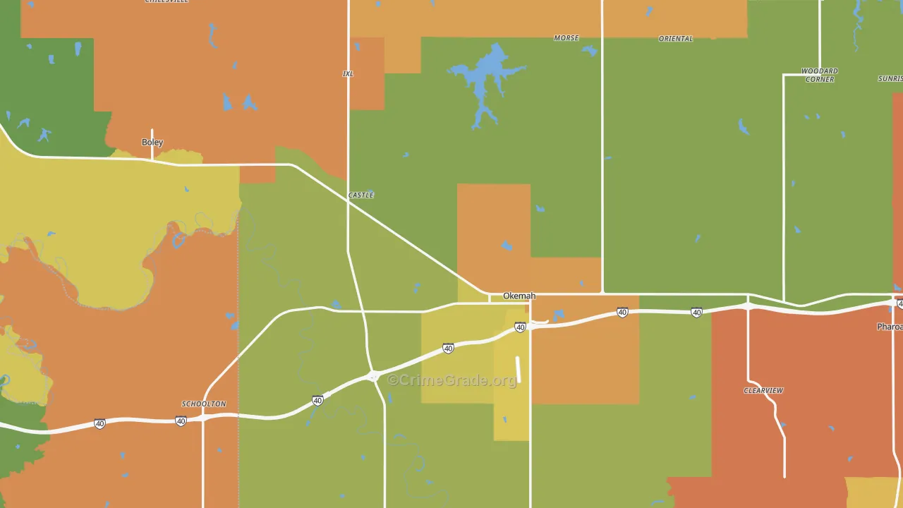 Okfuskee County, OK Map of Murder Rates