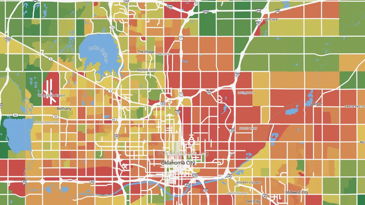 Oklahoma County, OK Map of Murder Rates