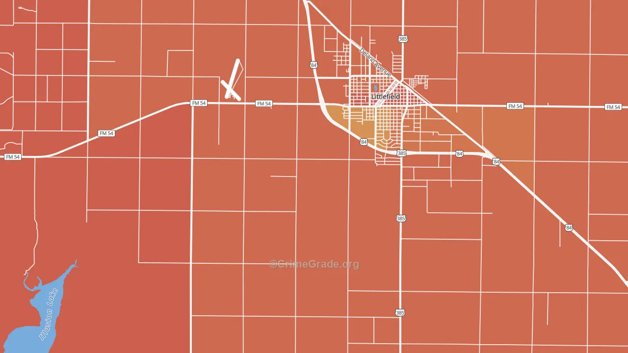 Oklahoma Flat, TX Map of Murder Rates