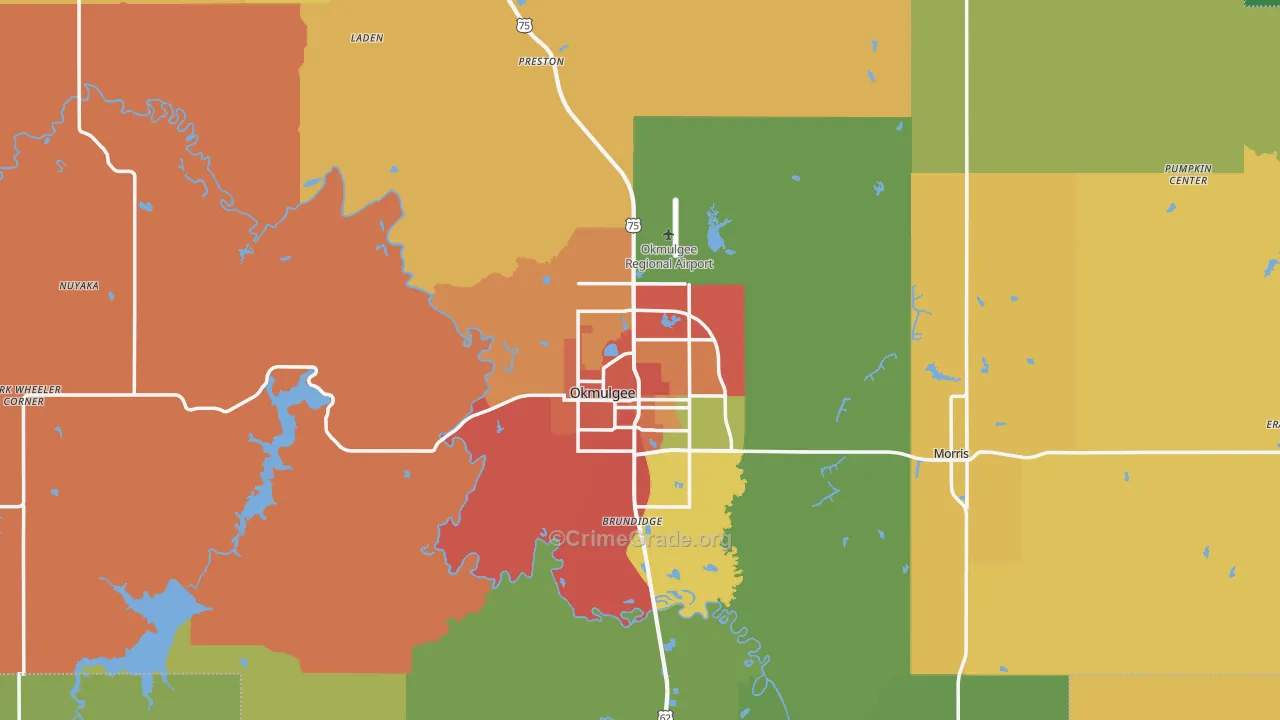 Okmulgee, OK Map of Murder Rates