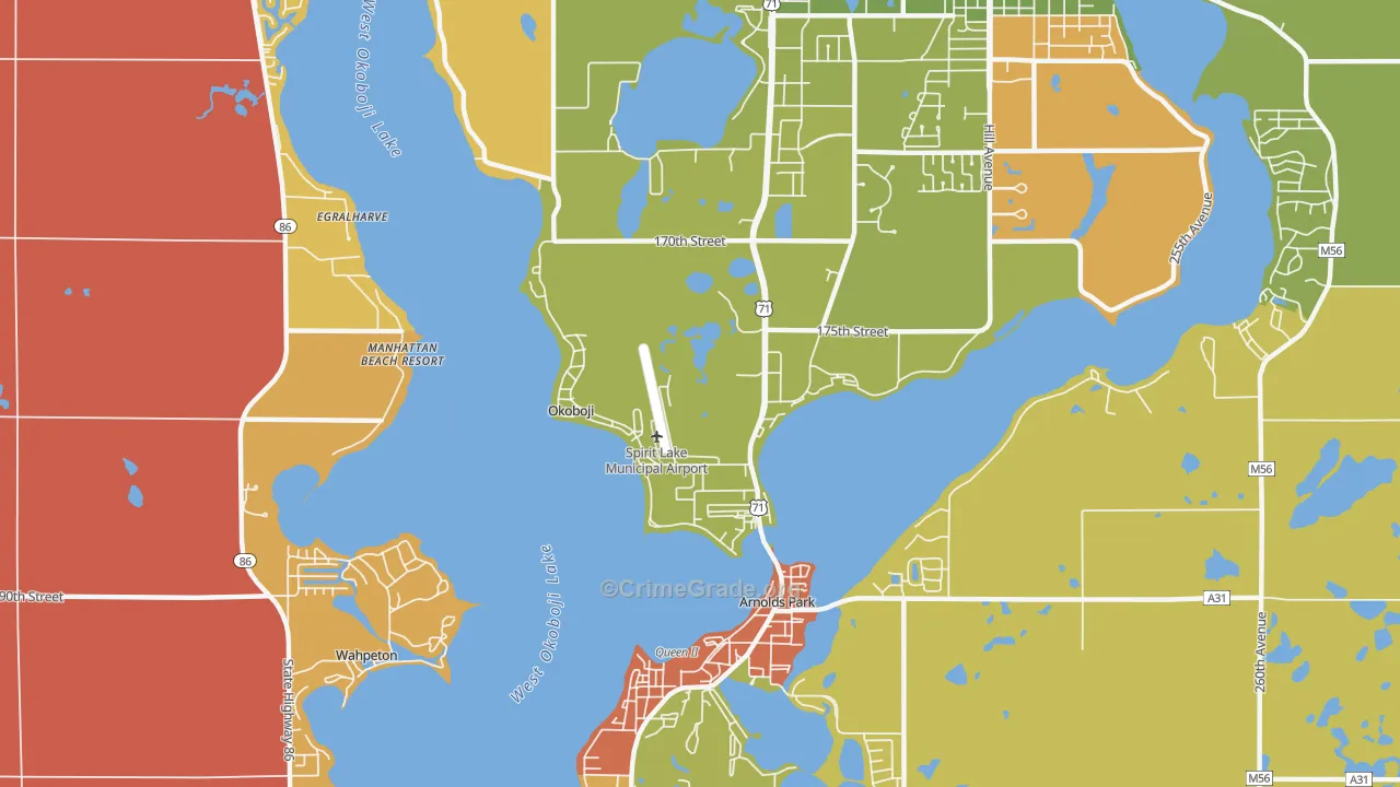 Okoboji, IA Map of Murder Rates