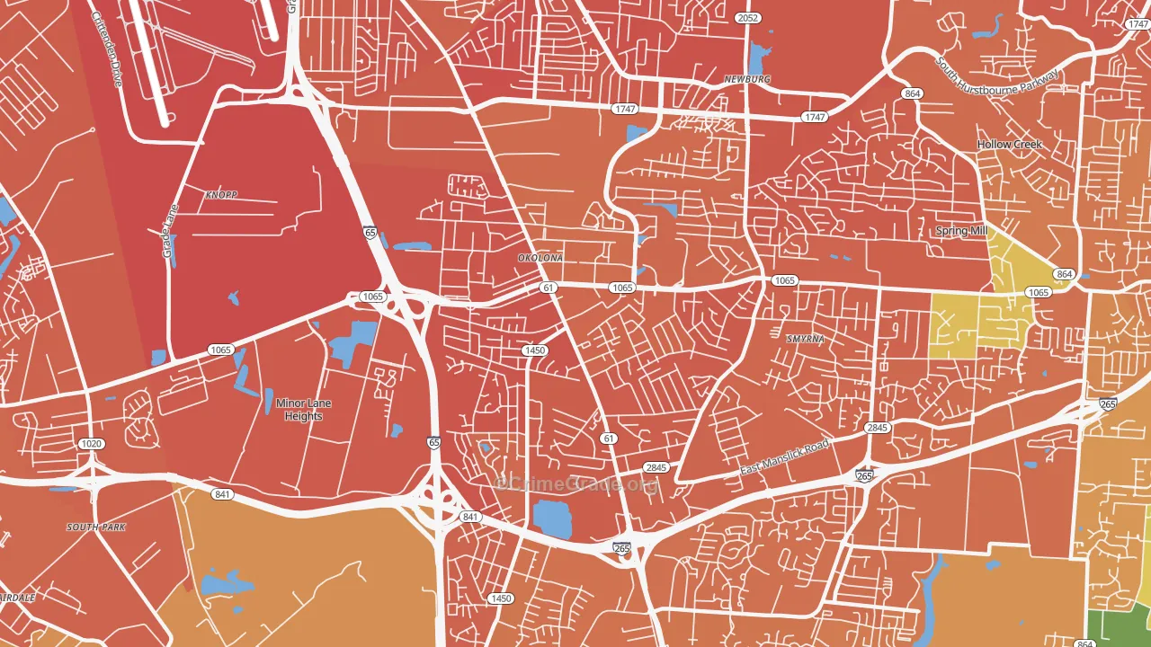 Okolona, Louisville, KY Map of Murder Rates