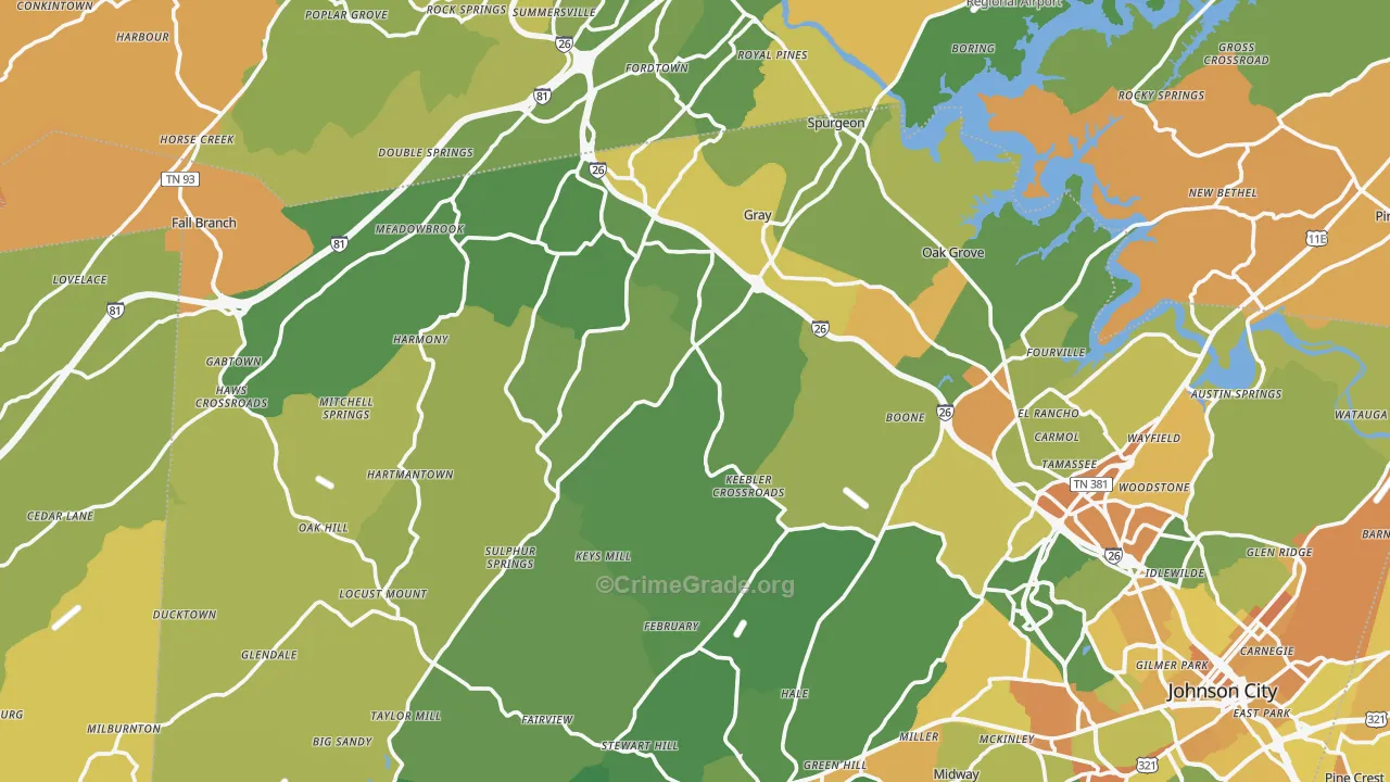 Okolona, TN Map of Murder Rates