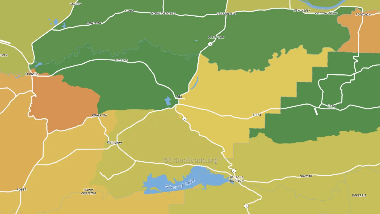 Ola, AR Map of Murder Rates