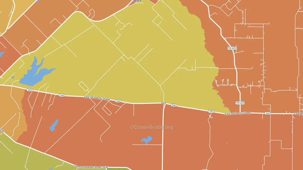 Ola, TX Map of Murder Rates