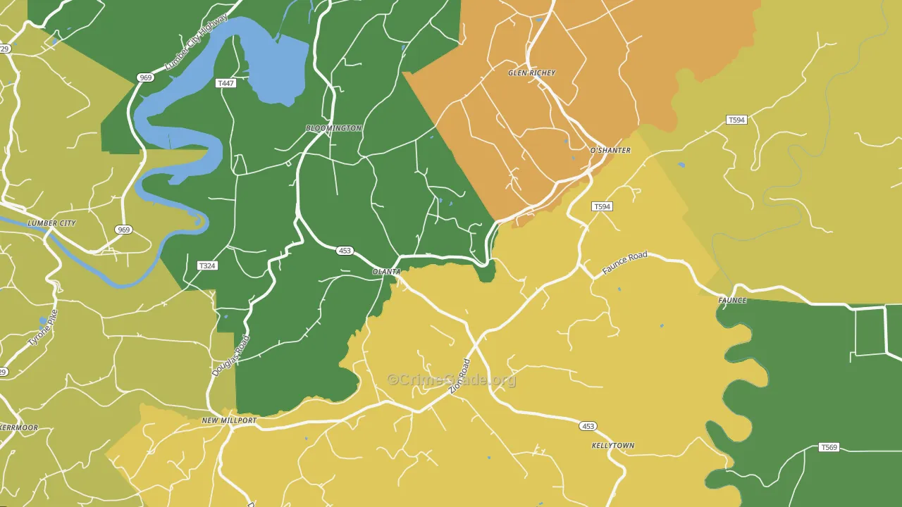 Olanta, PA Map of Murder Rates