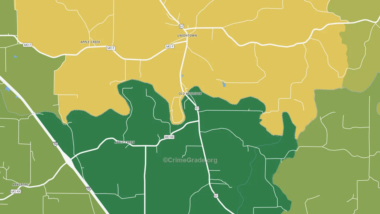 Old Appleton, MO Map of Murder Rates