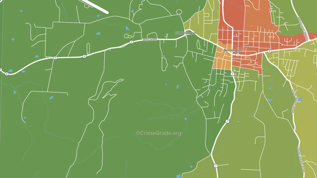 Old Bennington, VT Map of Murder Rates