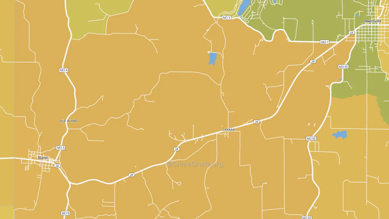 Old Bland, MO Map of Murder Rates