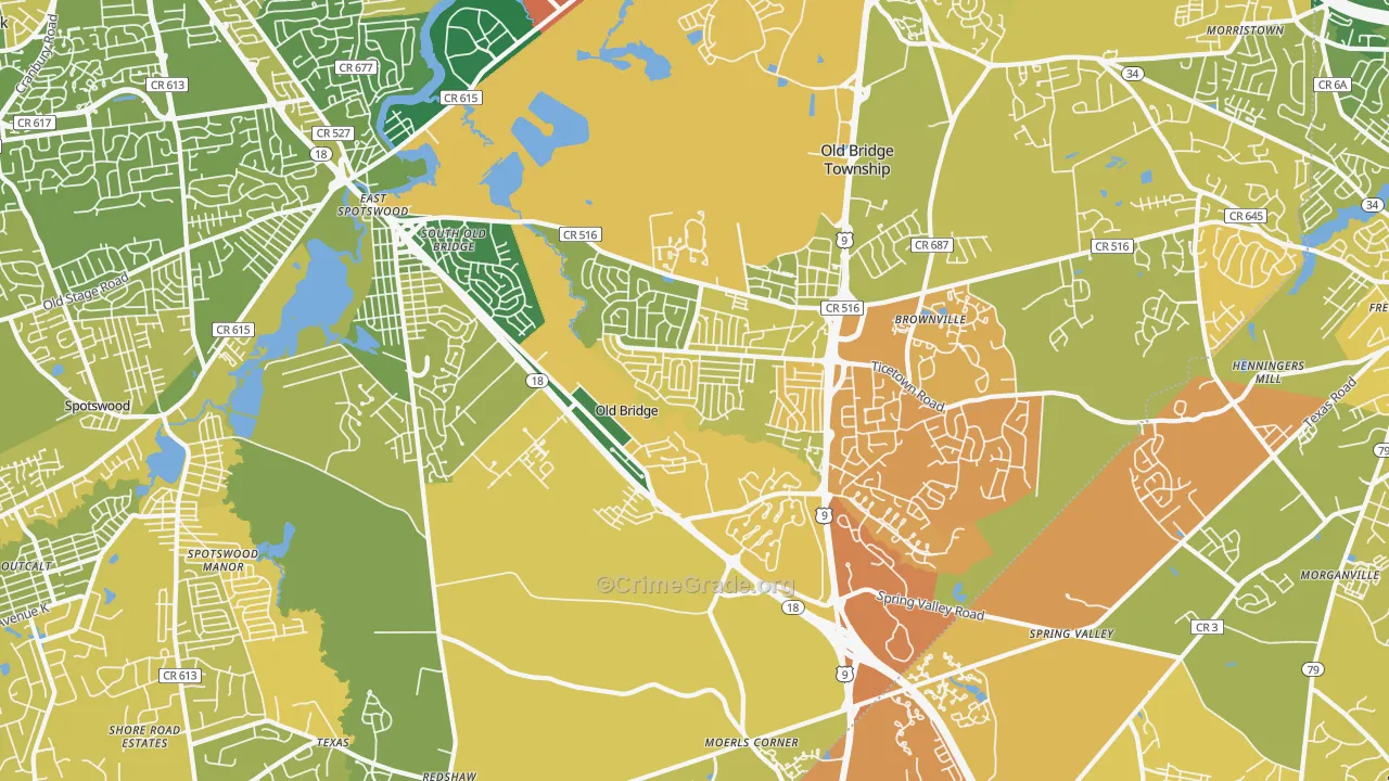 Old Bridge, NJ Map of Murder Rates