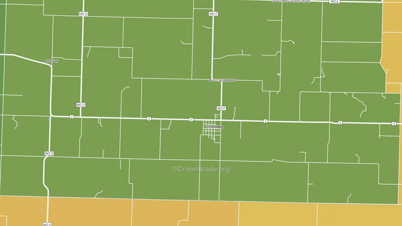 Old Chilhowee, MO Map of Murder Rates