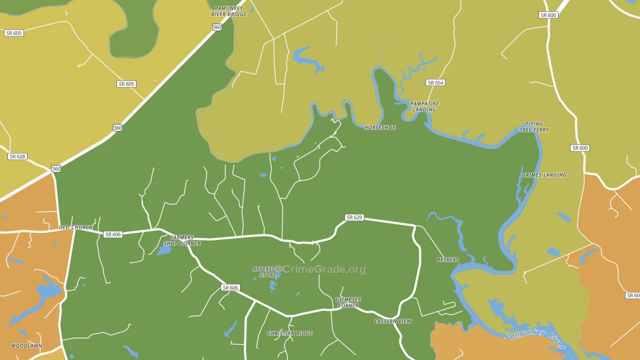 Old Church, VA Map of Murder Rates