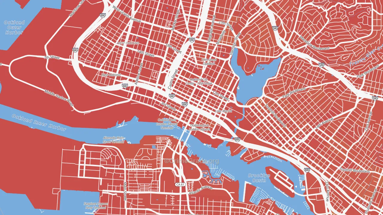 Old City-Produce and Waterfront, Oakland, CA Map of Murder Rates