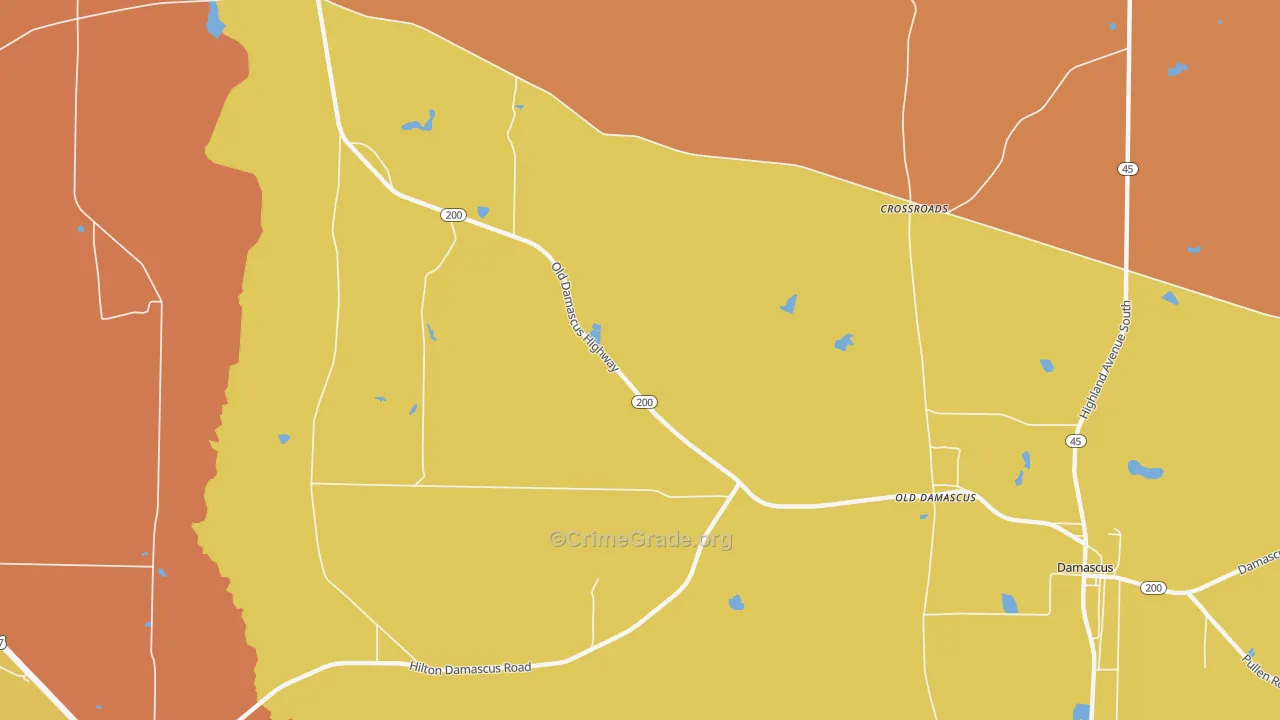 Old Damascus, GA Map of Murder Rates