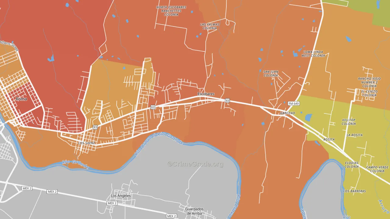 Old Escobares, TX Map of Murder Rates
