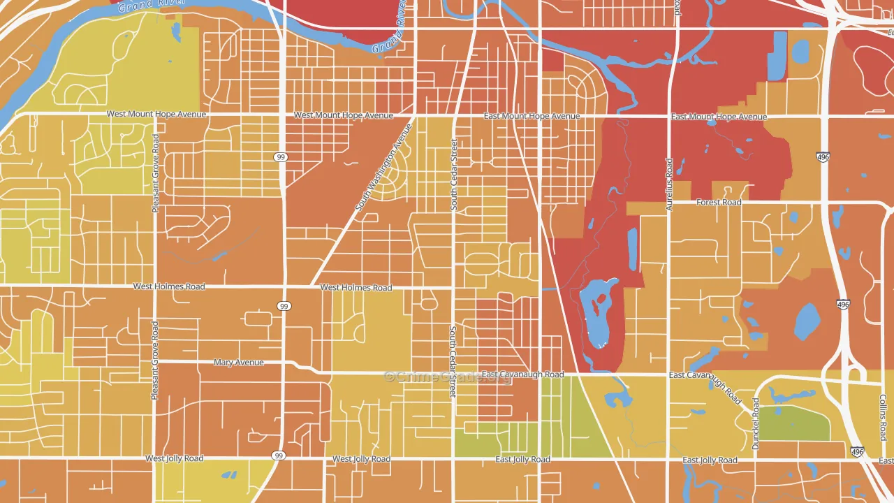 Old Everett, Lansing, MI Map of Murder Rates