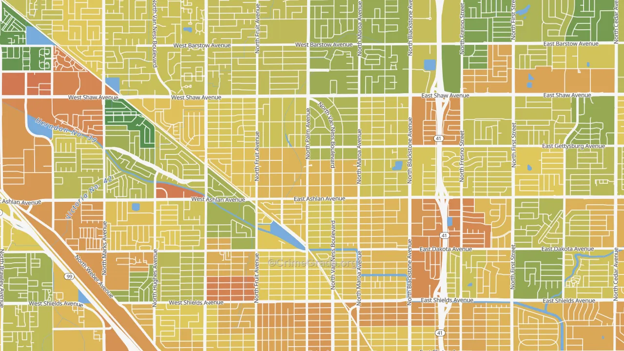 Old Fig Garden, CA Map of Murder Rates