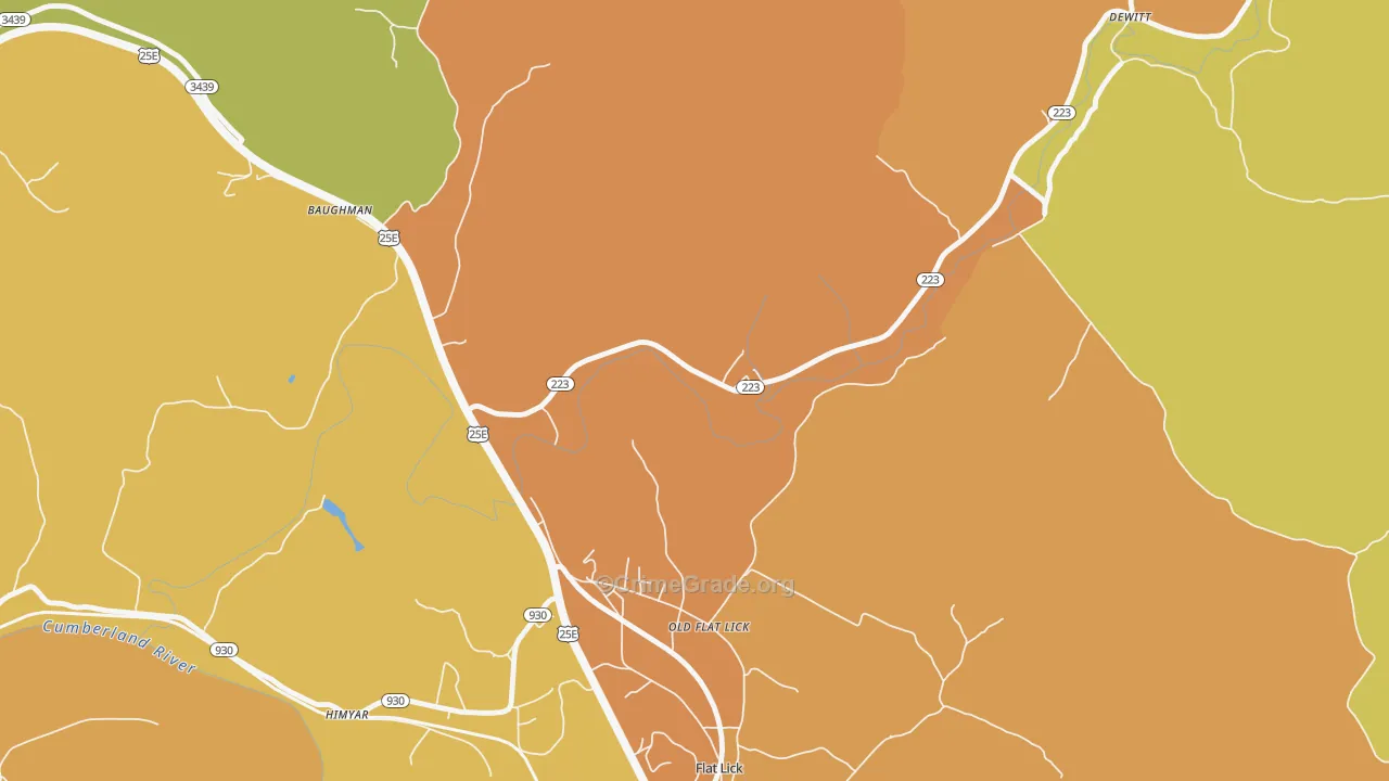Old Flat Lick, KY Map of Murder Rates