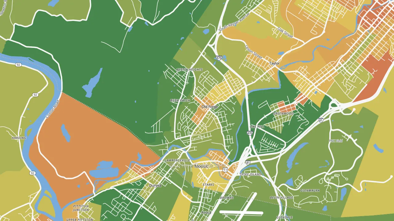 Old Forge, PA Map of Murder Rates